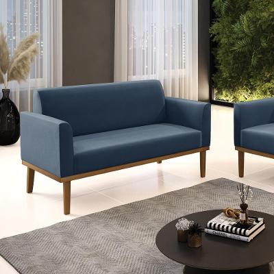Poltrona Namoradeira Isabella Suede Azul Marinho G19 com Espuma D-23 Gran Belo