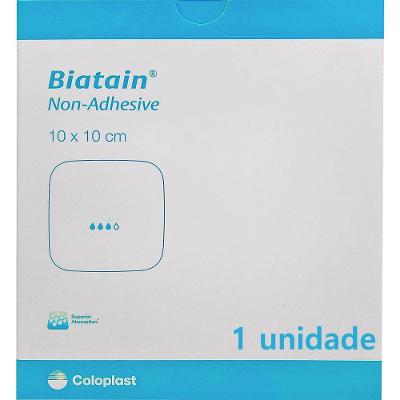 Curativo de Espuma Não Adesivo Coloplast Biatain 33410 para Feridas Exsudativas 10x10cm