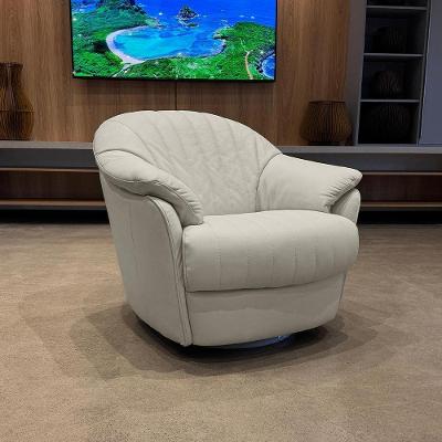 Poltrona Mars U270 Sala de Estar com Balanço Couro Bege Claro Idea Relax Gran Belo