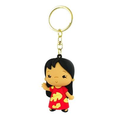 Chaveiro de Silicone Disney Lilo Stitch 6cm Azul com Corrente Metálica Dourada