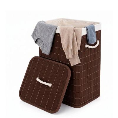 Cesto de Bambu com Alças e Tampa 70L Marrom Organizador para Lavanderia Quartos e Banheiros Lehaví