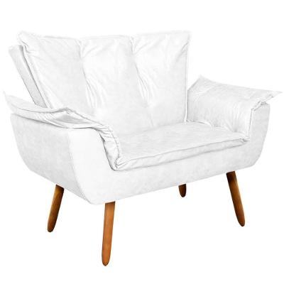 Poltrona Namoradeira Charger G19 Pu Branco com Pés Palito para Sala de Estar Gran Belo