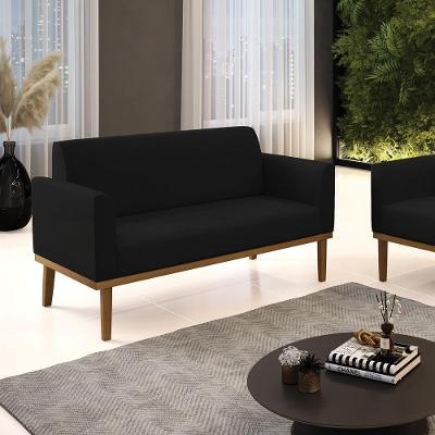 Poltrona Namoradeira Isabella G19 Decorativa Linho Preto com Espuma D-23 Gran Belo