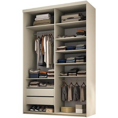 Closet Solteiro Tunísia R02 2 Gavetas 7 Prateleiras Mdf 139cm Bege Lyam Decor