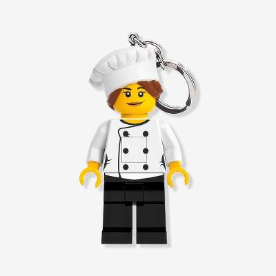 Chaveiro com Lanterna LED Zonacriativa Lego Gourmet Chef em Plástico ABS 9cm Branco Adulto