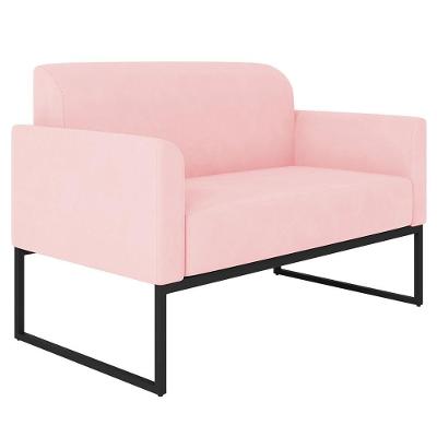 Poltrona Namoradeira Isabella Decorativa Suede Confortável Rosa Bebê e Preto Gran Belo