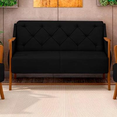 Poltrona Namoradeira Hand G45 2 Lugares Decorativa para Sala de Estar Preto Gran Belo