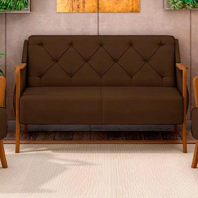 Poltrona Namoradeira Hand G45 2 Lugares para Sala de Estar Veludo Marrom Gran Belo