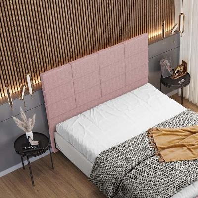 Cabeceira Cama Box Queen Roma W01 Fixação no Box Madeira Maciça Linho Rosa Lyam Decor