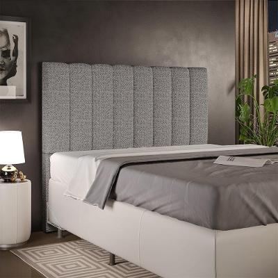 Cabeceira Casal Dália W01 140cm para Cama Box Madeira Maciça Linho Mescla Chumbo Lyam Decor