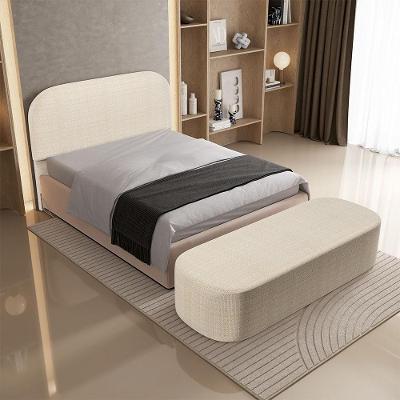 Cabeceira King Lanna W01 para Cama Box Fixação no Box Madeira Maciça Linho Bege Lyam Decor