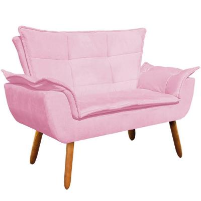 Poltrona Namoradeira Charger Suede com Pés Palito Rosa G19 Gran Belo