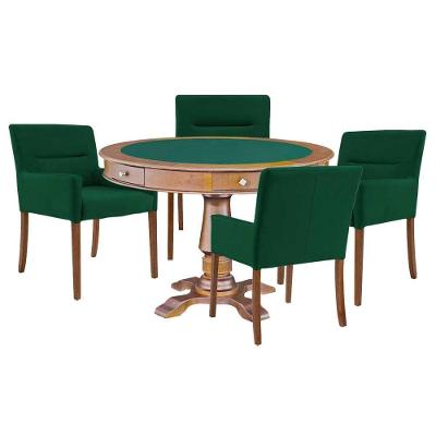 Mesa de Jogos Victoria Redonda com 4 Cadeiras Vicenza Verde Amêndoa Gran Belo