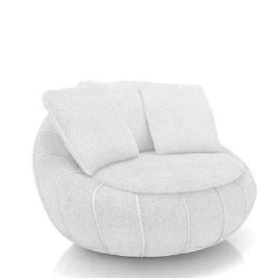 Poltrona Giratória Afrodite G45 para Sala de Estar Bouclê com Almofadas Branco Gran Belo
