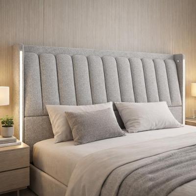 Cabeceira Casal Moan P05 para Cama Box Estrutura MDF-MDP Estofada em Linho Cinza Claro Lyam Decor