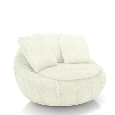 Poltrona Giratória Afrodite G45 Sala de Estar Bouclê Off White Gran Belo