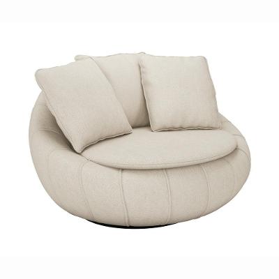 Poltrona Giratória Afrodite G45 para Sala de Estar Linho Off White com Almofadas Gran Belo