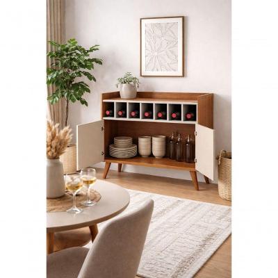 Buffet Aparador Adega Retrô Itália 2 Portas 90cm Amadeirado Arbo Design