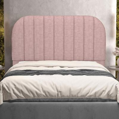 Cabeceira Queen Alice W01 para Cama Box Madeira Maciça Revestida em Linho Rosa Lyam Decor