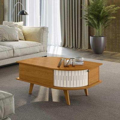 Mesa de Centro Marion Retangular Mdp 60cm Cinamomo-offwhite Gran Belo