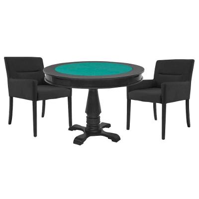 Mesa de Jogos Victoria Redonda 2 Lugares Tampo Reversível Preto Fosco 110cm Gran Belo