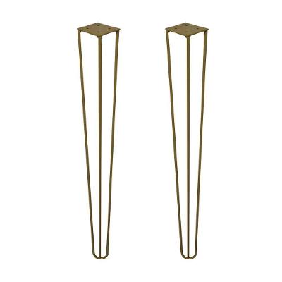 Kit 2 Pés de Mesa Hairpin Legs Gran Belo G41 para Mesa de Canto Ferro Maciço 60cm Dourado