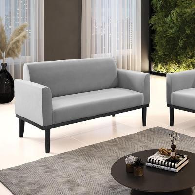 Poltrona Namoradeira Isabella G19 Decorativa Suede Cinza com Espuma D-23 Gran Belo