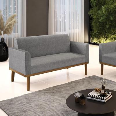 Poltrona Namoradeira Isabella G19 Decorativa Linho Cinza Mesclado com Espuma D-23 Gran Belo