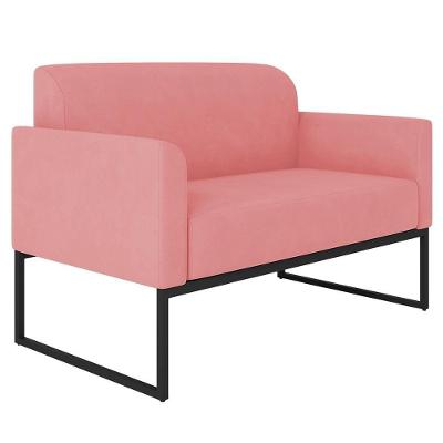 Poltrona Namoradeira Isabella G19 Suede Rosê Base Industrial Gran Belo