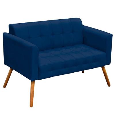 Poltrona Namoradeira Karen G19 Suede Azul Marinho com Pés Palito Gran Belo