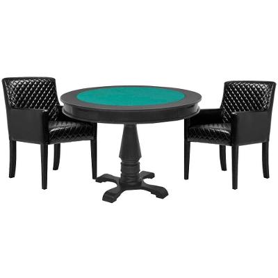 Mesa de Jogos Victoria 4 Lugares Tampo em MDF Reversível Preto com Cadeiras Liverpool Gran Belo