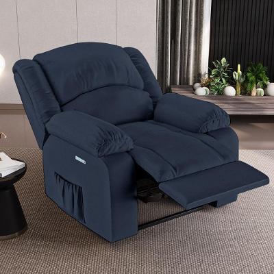 Poltrona Reclinável Elétrica Madrid G23 com Massagem Usb Pu Azul Bivolt Gran Belo