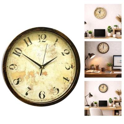Relógio de Parede Madeira Vintage Redondo Retrô Silencioso 25cm Decorativo Yeet