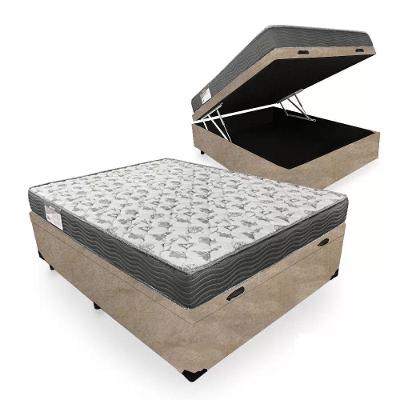 Cama Box Baú Casal 138cm Sereneprime com Colchão de Espuma D33 Suede Bege Sereneprime