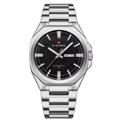 Relógio de Pulso Masculino Quartzo Analógico Aço Inox 3atm Prata Naviforce