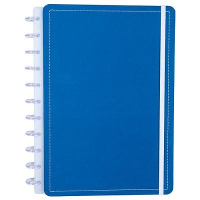 Caderno de Disco Disko Blue Grande g Capa Dura com Discos Reposicionáveis Azul