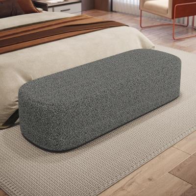 Puff Decorativo Orgânico Doha W01 Retangular Linho Mescla Chumbo Lyam Decor