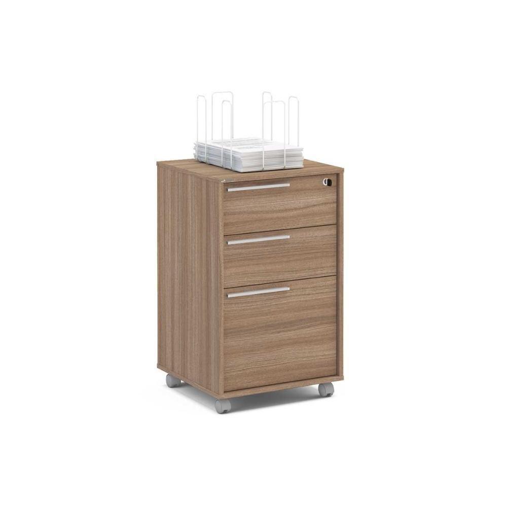 Gaveteiro p/ Escritório Maia c/ 3 Gavetas e 1 c/ Chave Castanho - Politorno - 1