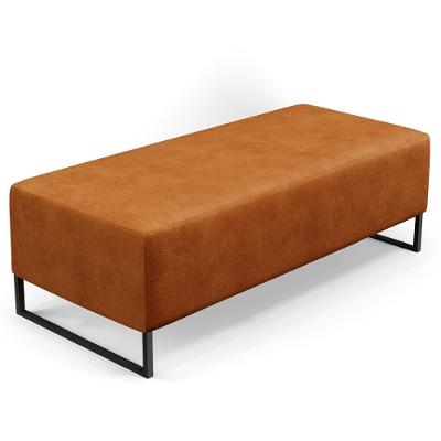 Puff Bali W01 Retangular Assento Espuma Couro Sintético Canela Lyam Decor