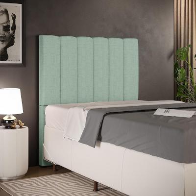 Cabeceira Dália W01 Solteiro para Cama Box Madeira Maciça Linho Verde Menta Lyam Decor
