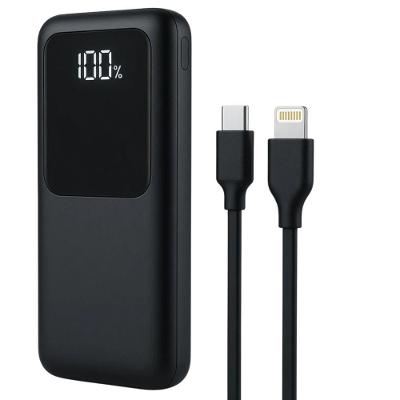 Power Bank MDM com Monitor Digital para Celular com Cabos Usb C e Lightning Preto