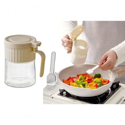 Porta Condimentos Redondo com Colher 280ML Plástico e Vidro Cozinha Transparente Top Rio Comercial