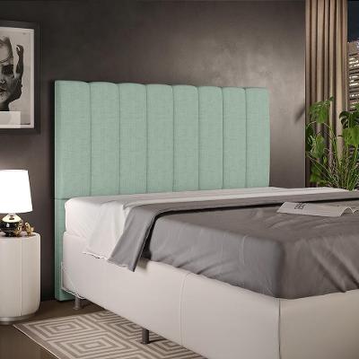 Cabeceira Casal Dália W01 para Cama Box 140cm Madeira Maciça Linho Verde Menta Lyam Decor