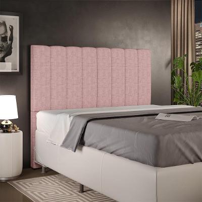 Cabeceira Casal Dália W01 para Cama Box 140cm Madeira Maciça Linho Rosa Lyam Decor