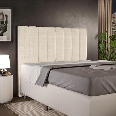 Cabeceira Casal Dália W01 140cm Fixação no Box Madeira Maciça Linho Palha Lyam Decor