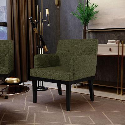 Poltrona Decorativa Beatriz W01 para Sala de Estar Linho Verde Lyam Decor