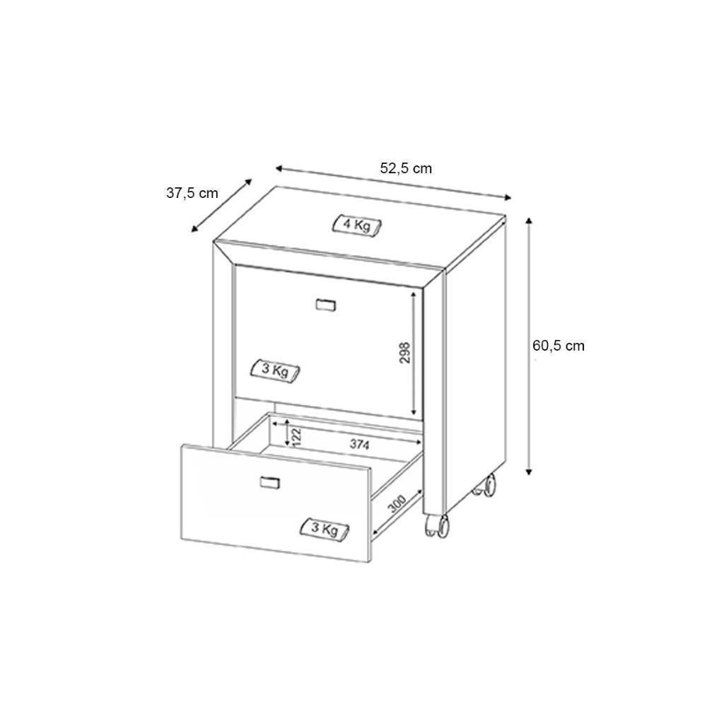 Gaveteiro p/ Escritório ME4112 Pasta Suspensa c/ 2 Gavetas Amêndoa - Tecno Mobili - 2
