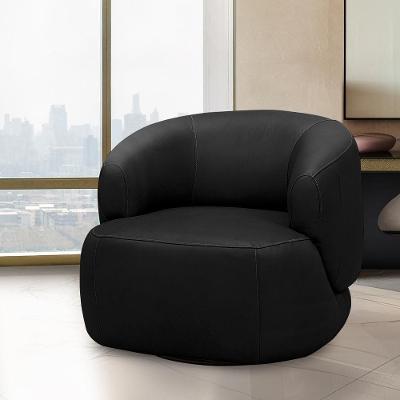 Poltrona Decorativa Verona G88 Sala de Estar Couro Preto Base Giratória em Aço Gran Belo