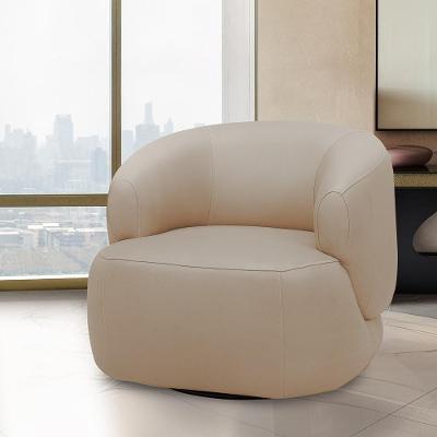 Poltrona Decorativa Verona G88 Sala de Estar Couro Nude Base Giratória em Aço Gran Belo
