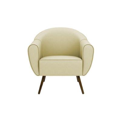 Poltrona Decorativa Sacha Corino Confortável Bege Claro Gran Belo